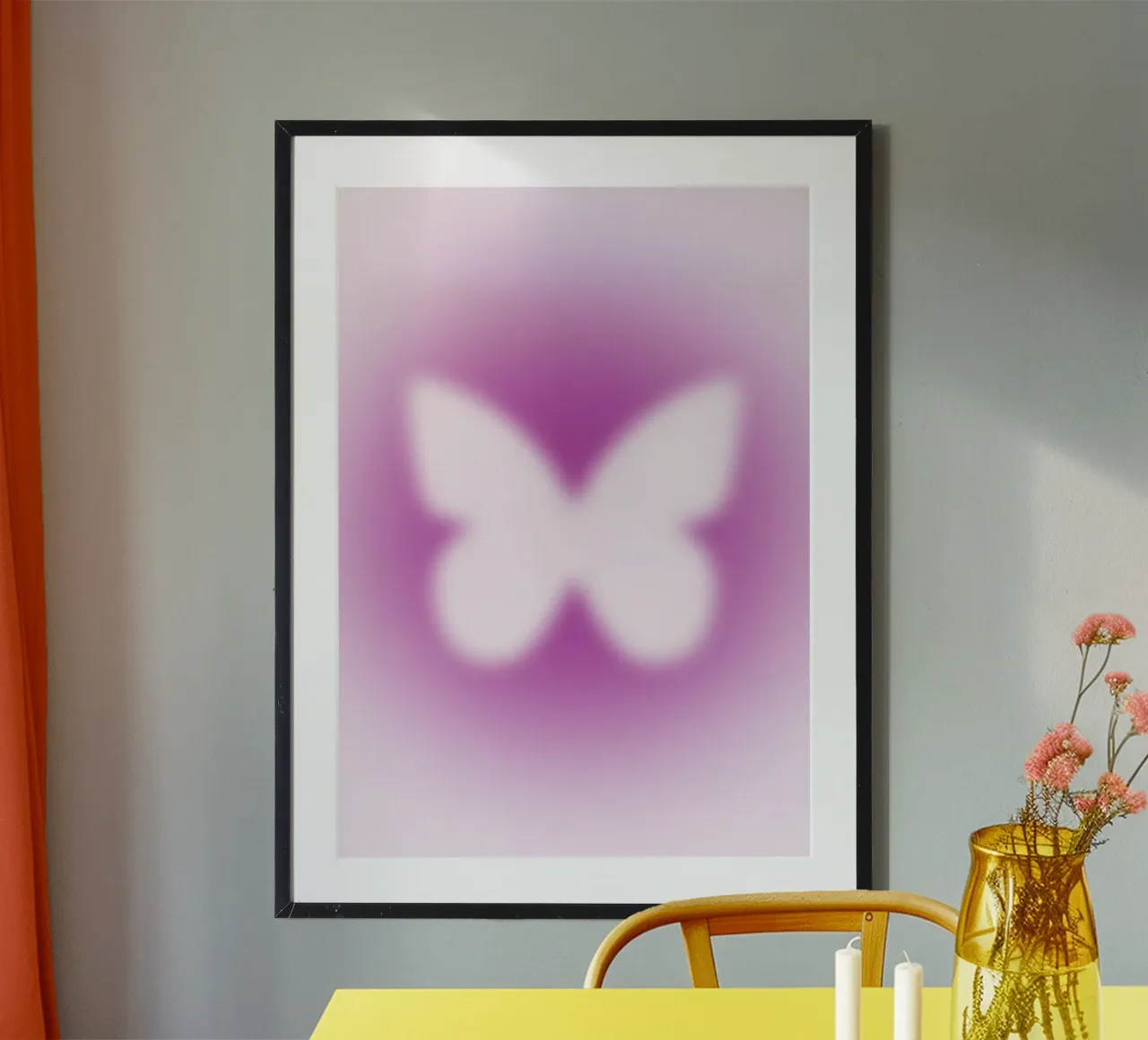 Papillon rose Aura Gradient Abstract Poster Art hahnemühle de homdeco