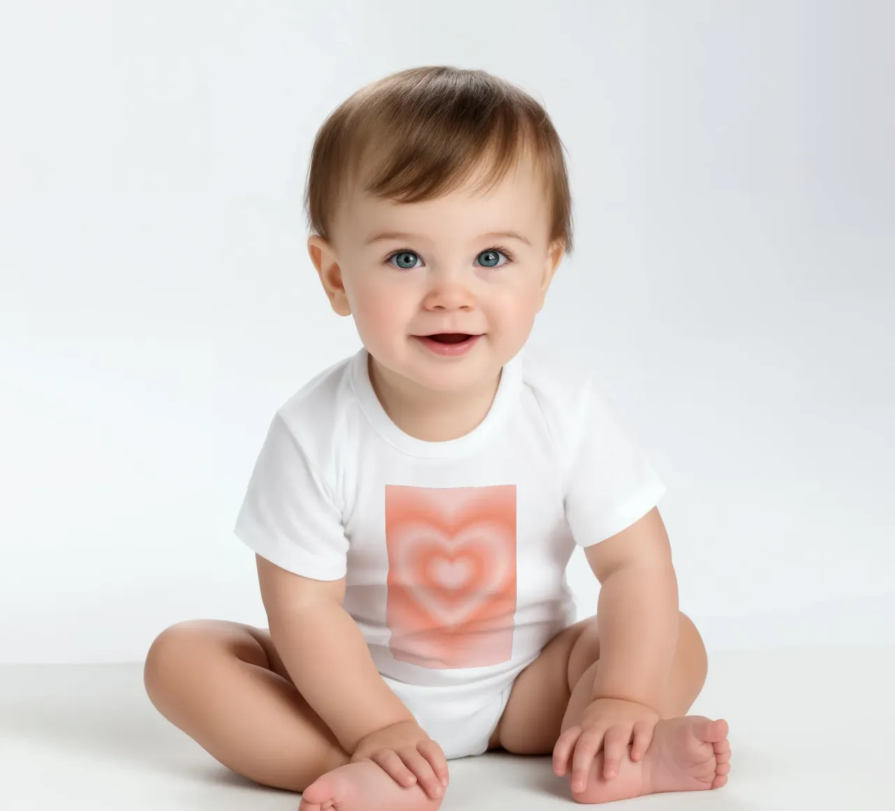 Warm Peach Heart Aura Gradient Abstract Poster Art short-sleeve baby romper by homdeco
