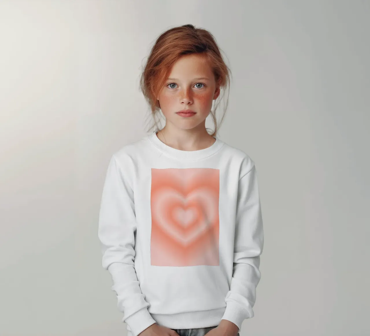 Poster astratto con cuore di pesca caldo e aura graduale felpa bambino da homdeco