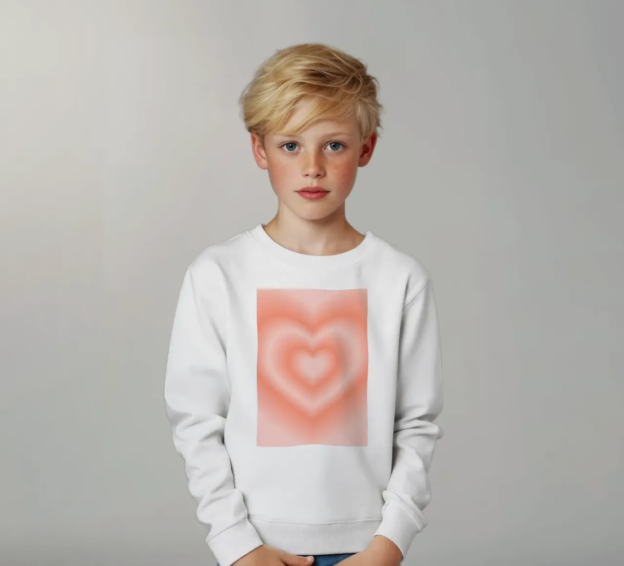 Poster astratto con cuore di pesca caldo e aura graduale felpa bambino da homdeco
