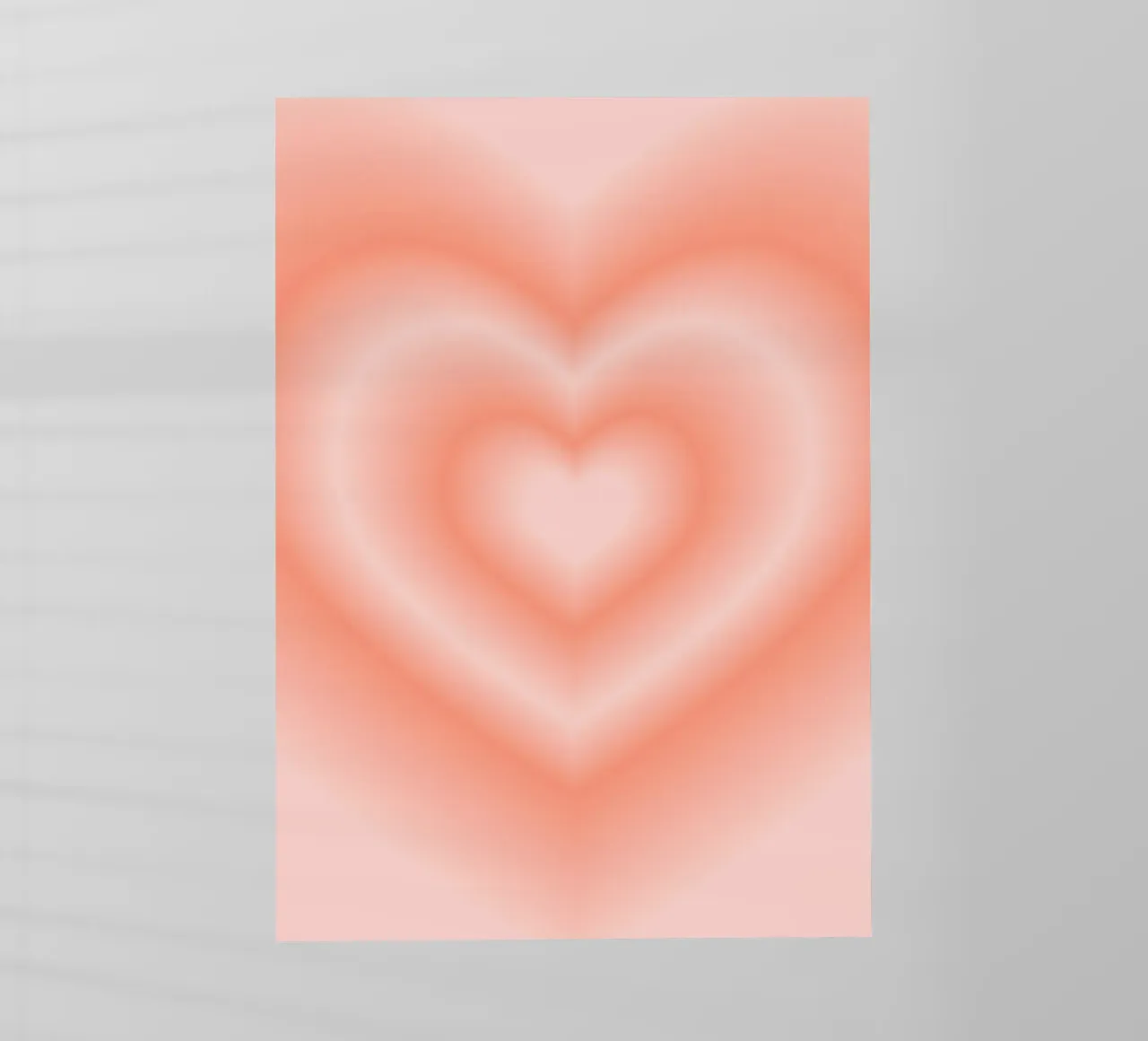 Poster astratto con cuore di pesca caldo e aura graduale pellicola backlit da homdeco