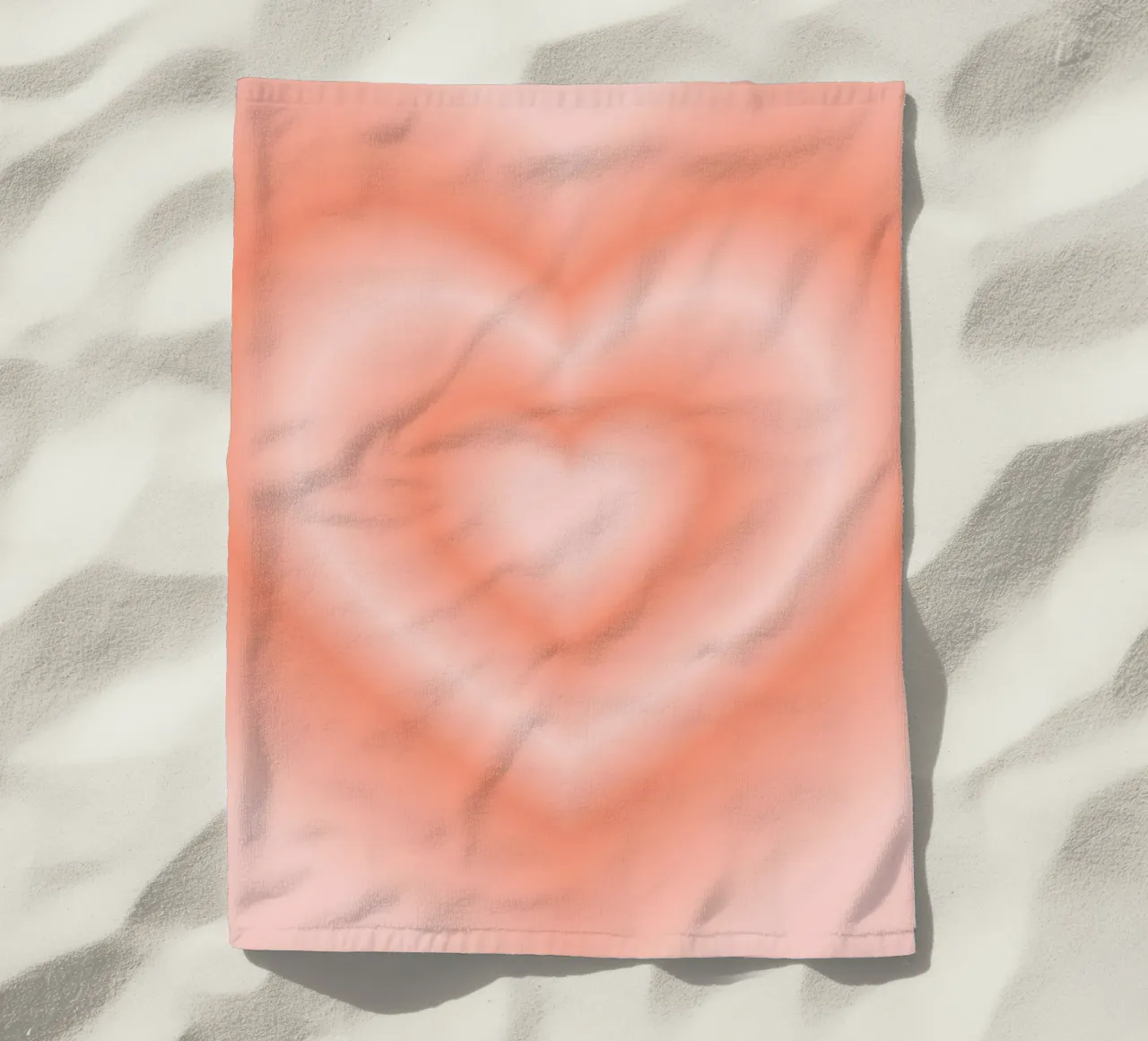 Poster astratto con cuore di pesca caldo e aura graduale telo mare da homdeco