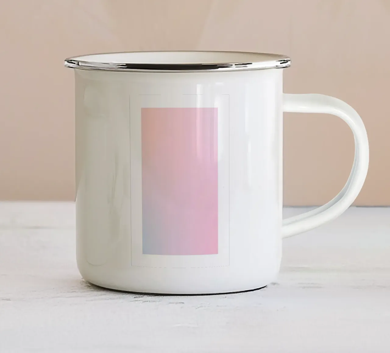 Poster astratto rosa pastello e blu a gradazioni sognanti tazza in smalto da homdeco