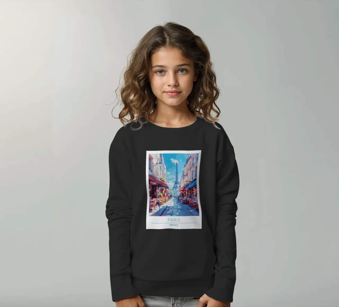 Torre Eiffel vista Parigi caffè strada | Impressionista francese A felpa bambino da homdeco