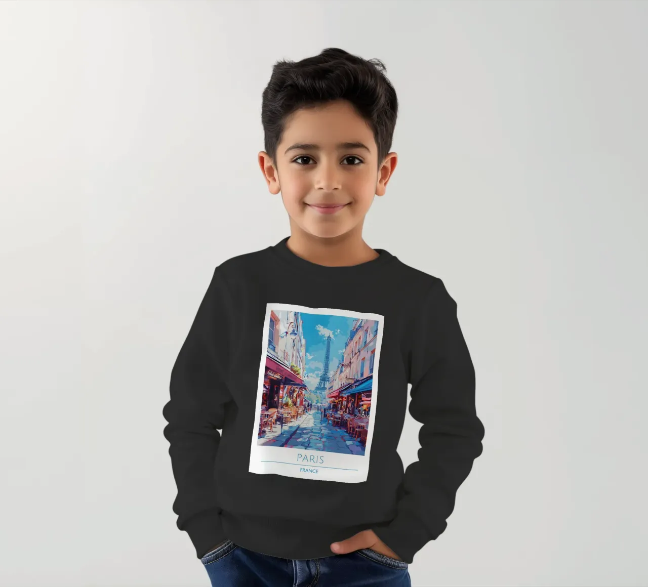 Torre Eiffel vista Parigi caffè strada | Impressionista francese A felpa bambino da homdeco