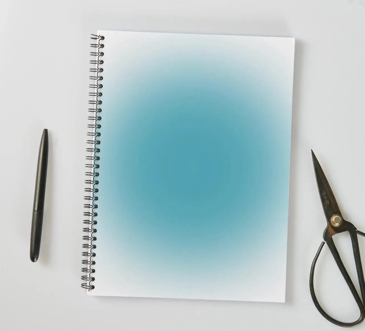 Serene Ocean Blue Aura Gradient Abstract Poster Art spiral notebook by homdeco