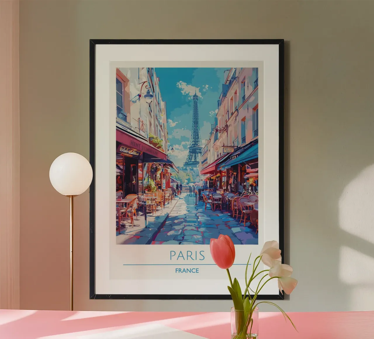 Eiffel Tower View Paris Cafe Street | French Impressionist A poster by homdeco