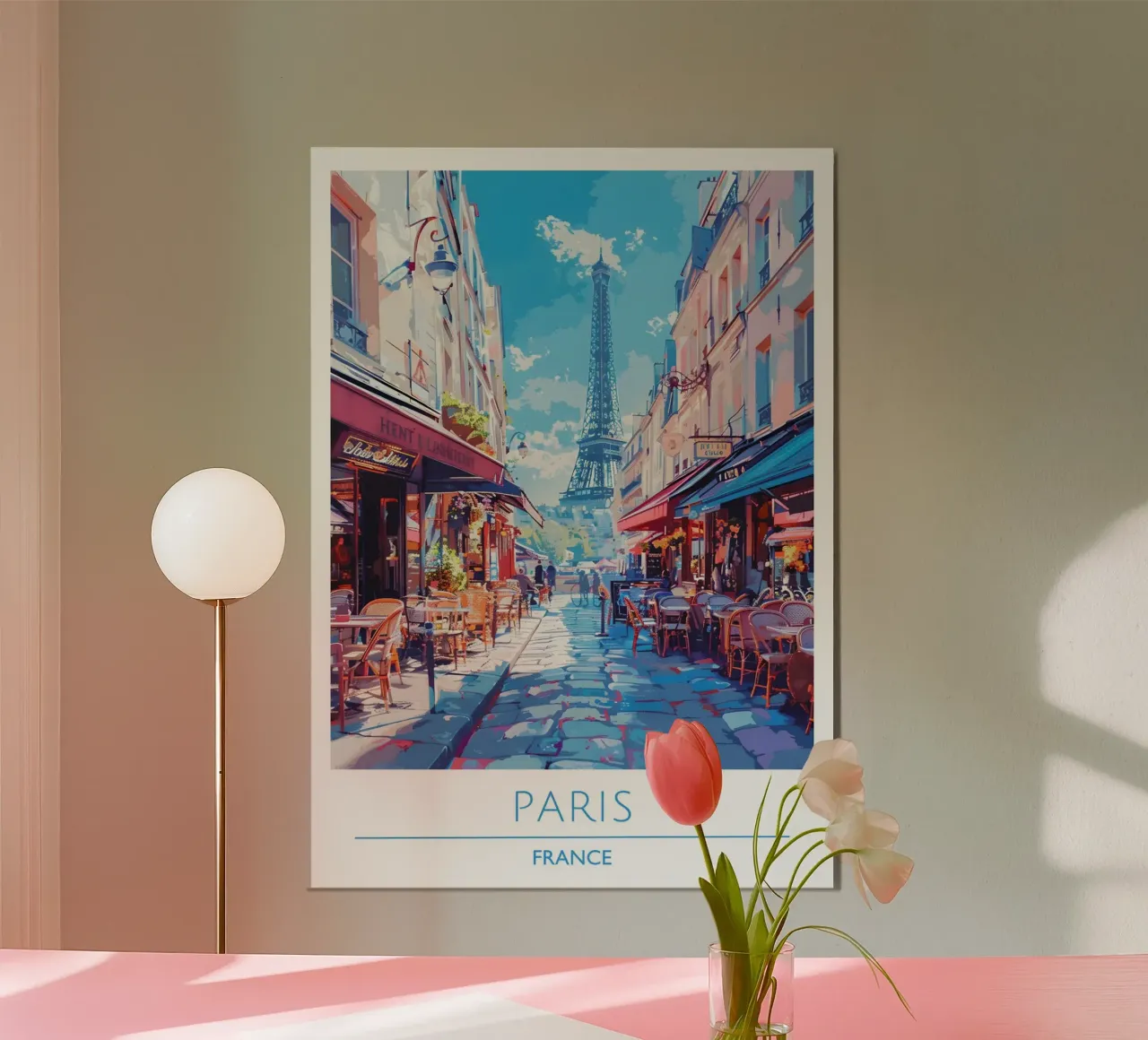 Eiffel Tower View Paris Cafe Street | French Impressionist A poster by homdeco