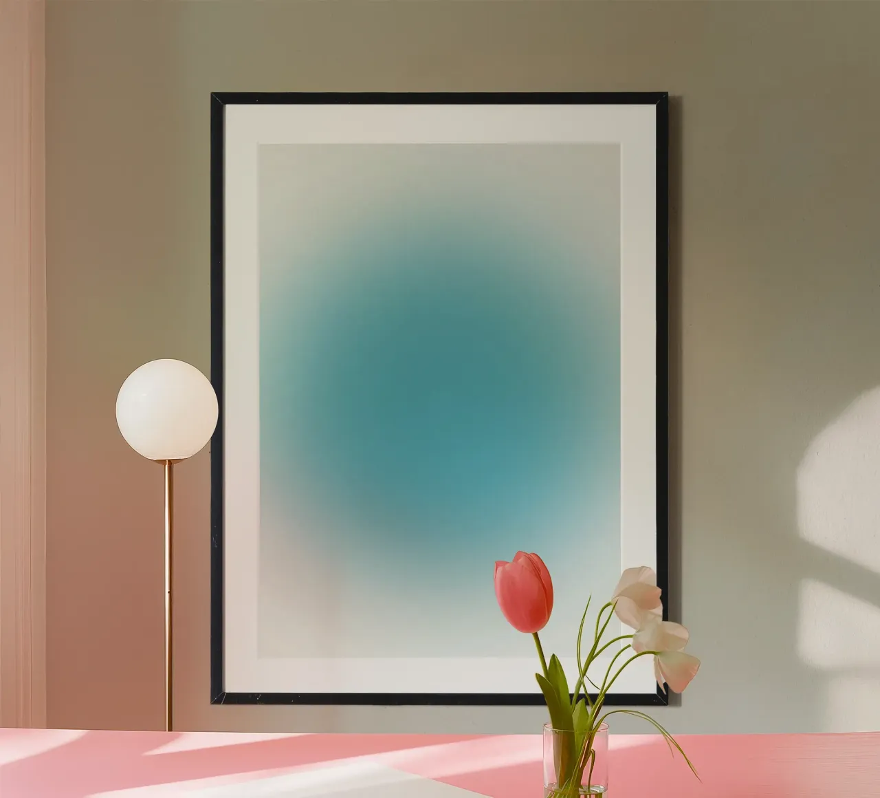 Poster astratto sereno oceano blu aura gradiente poster con telaio in alluminio da homdeco