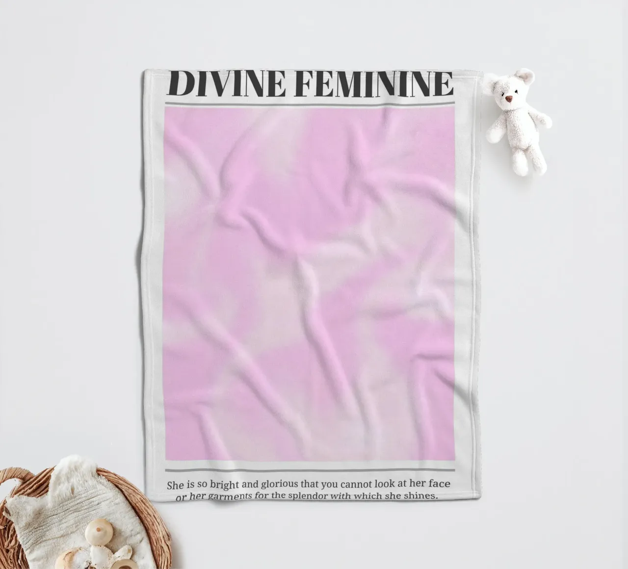 "Divine Feminine" Roze Werveling Abstracte Aura Kunstdruk fleecedeken van homdeco