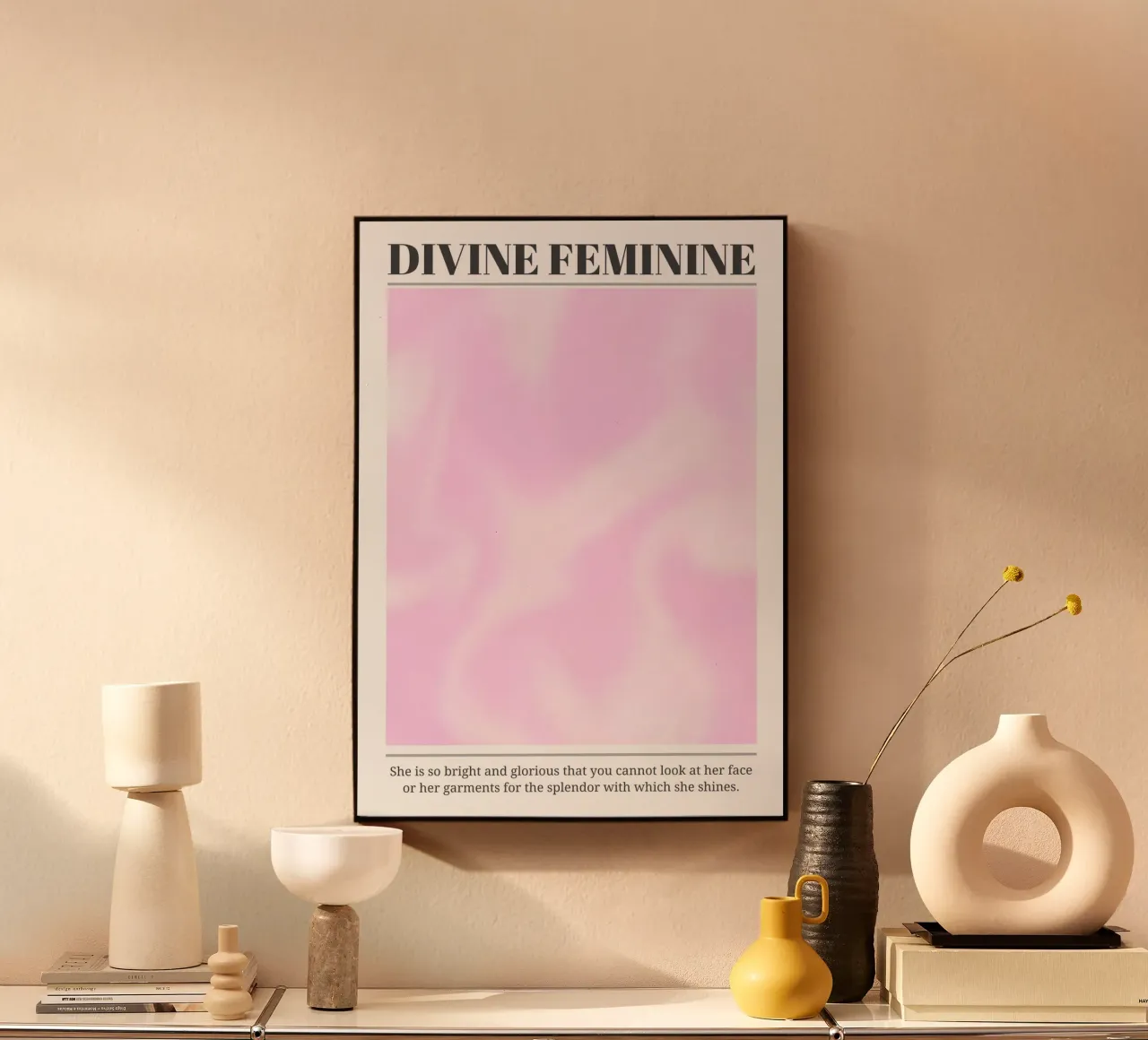 "Divine Feminine" Roze Werveling Abstracte Aura Kunstdruk acryl van homdeco