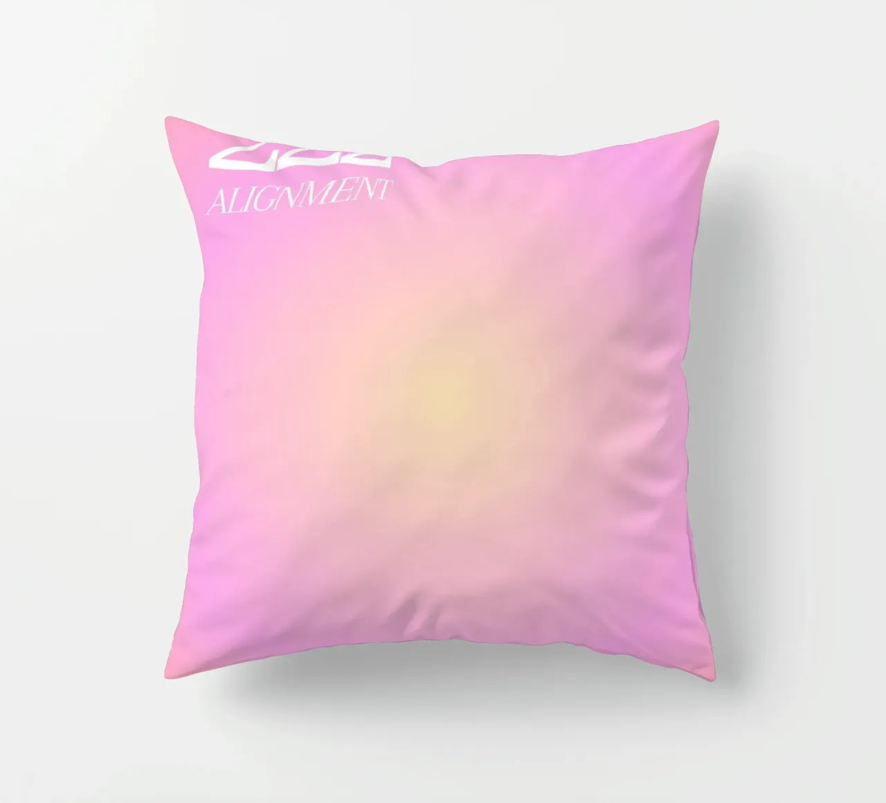 Angel No. 222 Alignment Pink Yellow Aura Gradient Art decorative cushion by homdeco