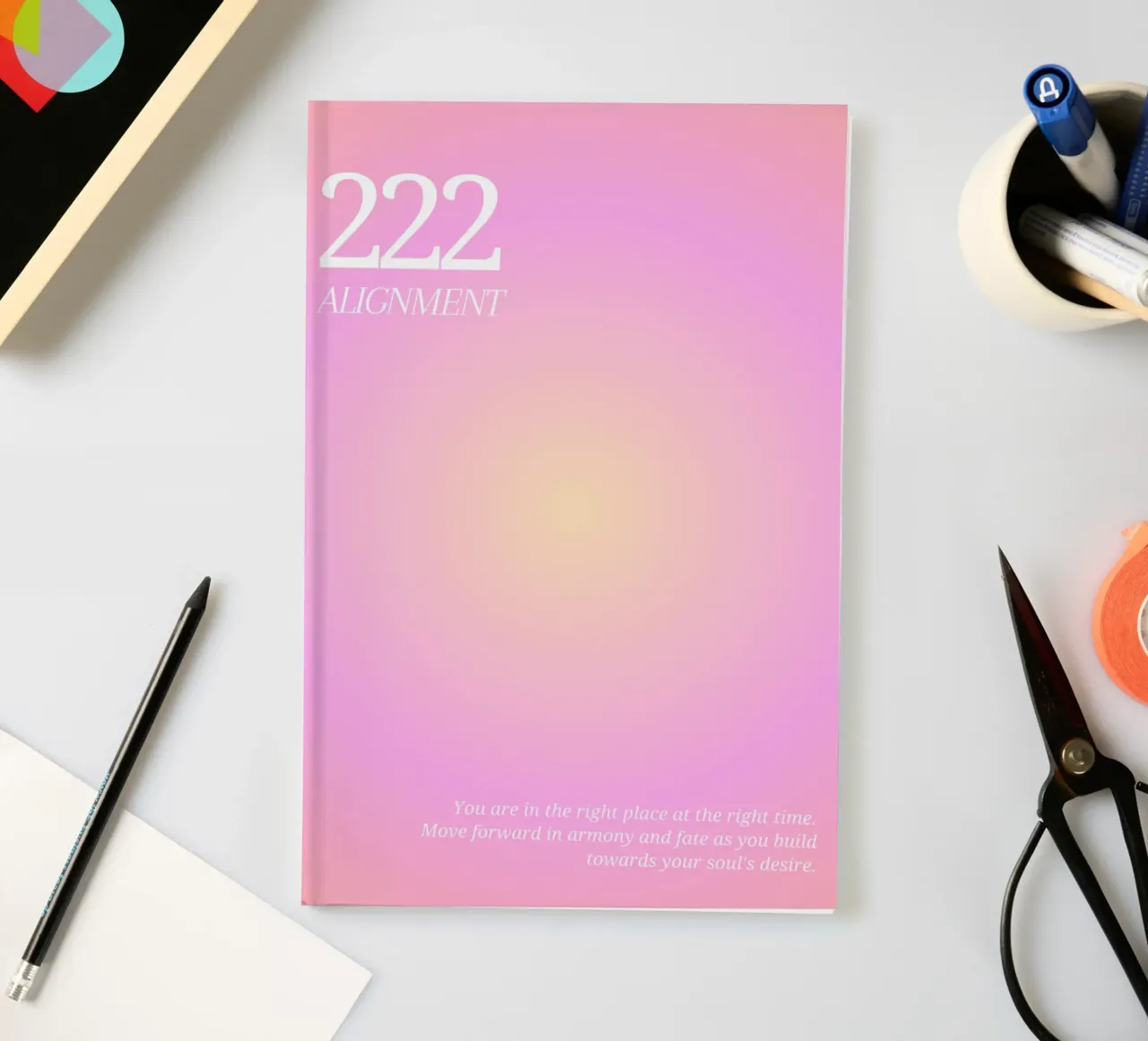 Ange n° 222 Alignement Rose Jaune Aura Gradient Art carnet de notes de homdeco