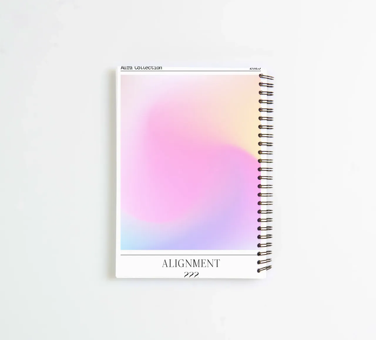 "Alignment" Angel No. 222 Aura Gradient Pink Yellow Blue spiral notebook by homdeco