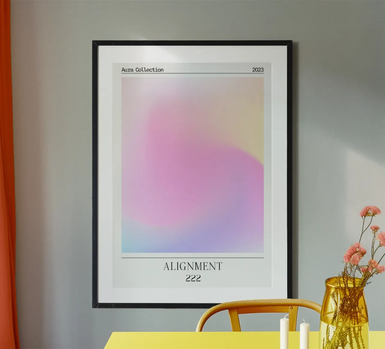 "Alignement" Ange n° 222 Aura Gradient Rose Jaune Bleu hahnemühle de homdeco