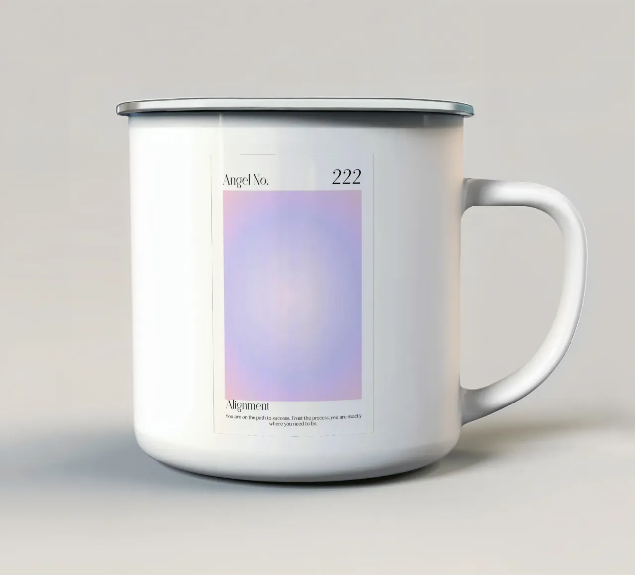 Angel No. 222 Alignment Pink Lavender Aura Poster enamel mug by homdeco