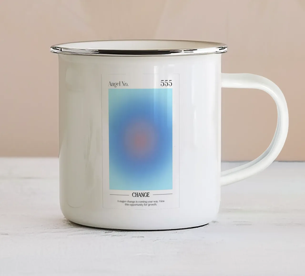 Angelo n. 555 Poster a sfumatura di aura blu-rossa tazza in smalto da homdeco