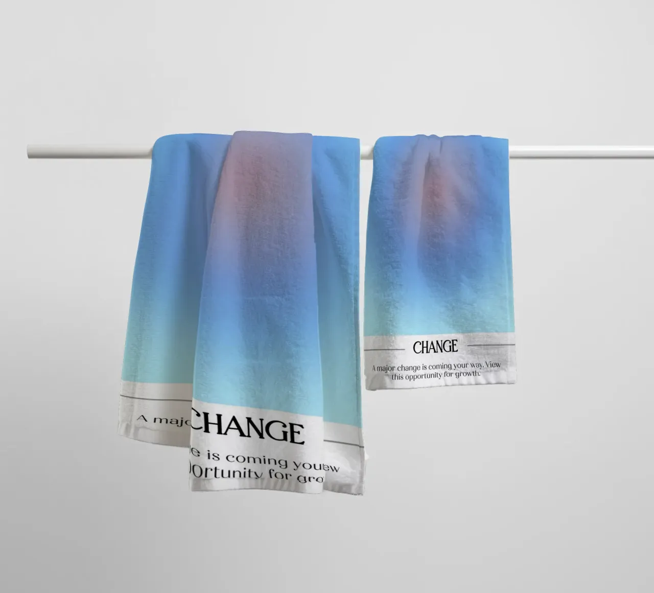 Engel Nr. 555 Veränderung Blau Rot Aura Farbverlauf Poster Handtuch von homdeco