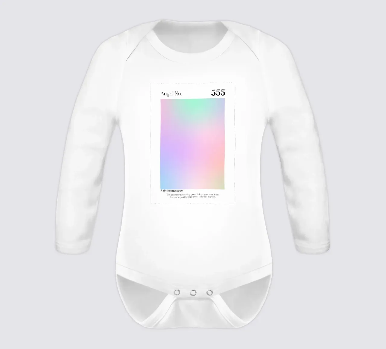 Angel No. 555 Divine Message Pastel Aura Gradient Art long-sleeve baby romper by homdeco