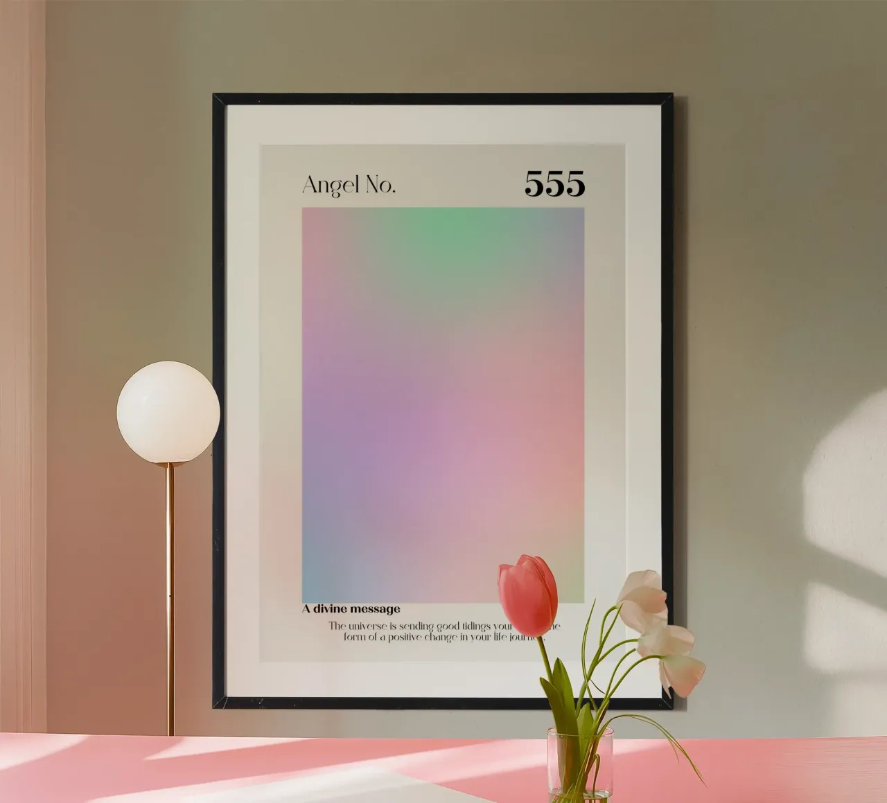 Engel Nr. 555 Göttliche Botschaft Pastell Aura Farbverlauf Kunst Hahnemühle von homdeco