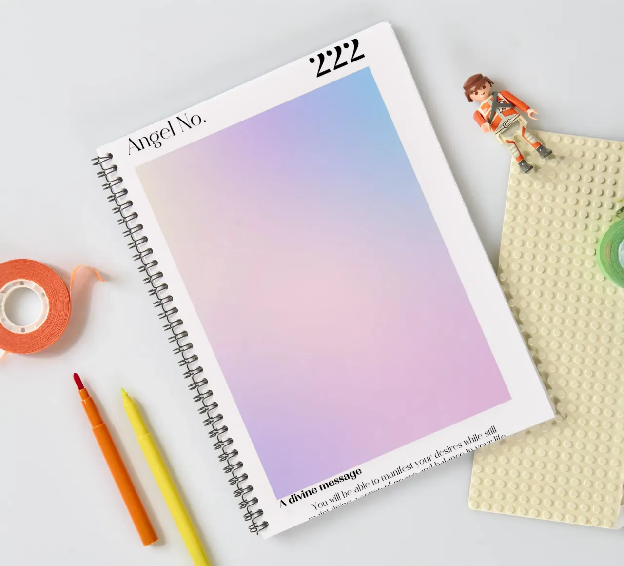 Angel No. 222 Divine Message Aura Gradient Art spiral notebook by homdeco