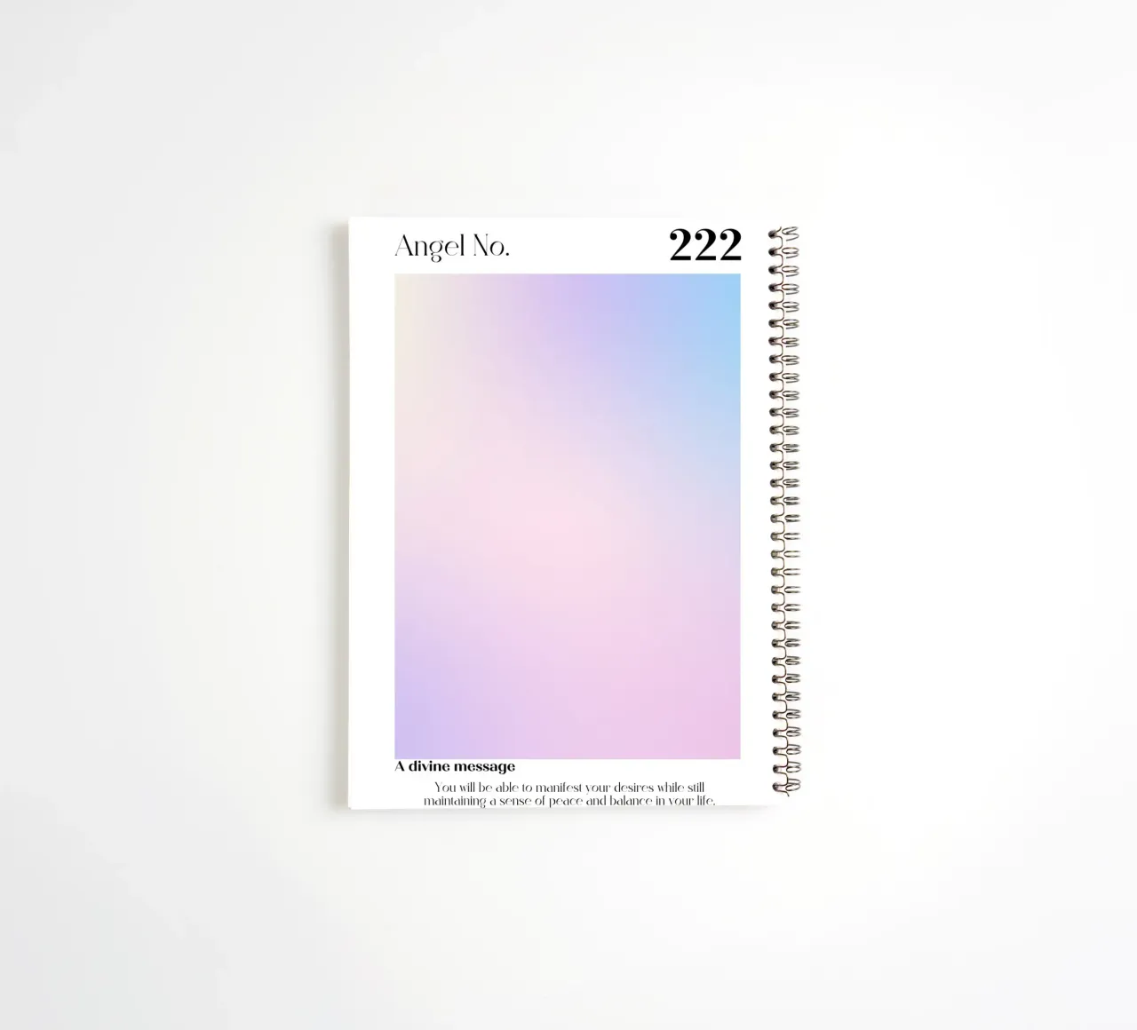 Angel No. 222 Divine Message Aura Gradient Art spiral notebook by homdeco