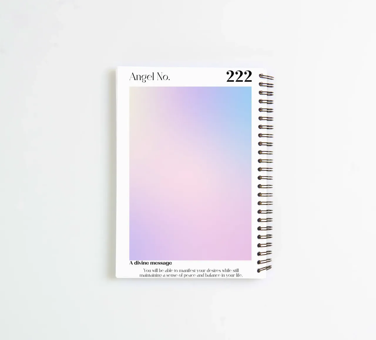 Angel No. 222 Divine Message Aura Gradient Art spiral notebook by homdeco