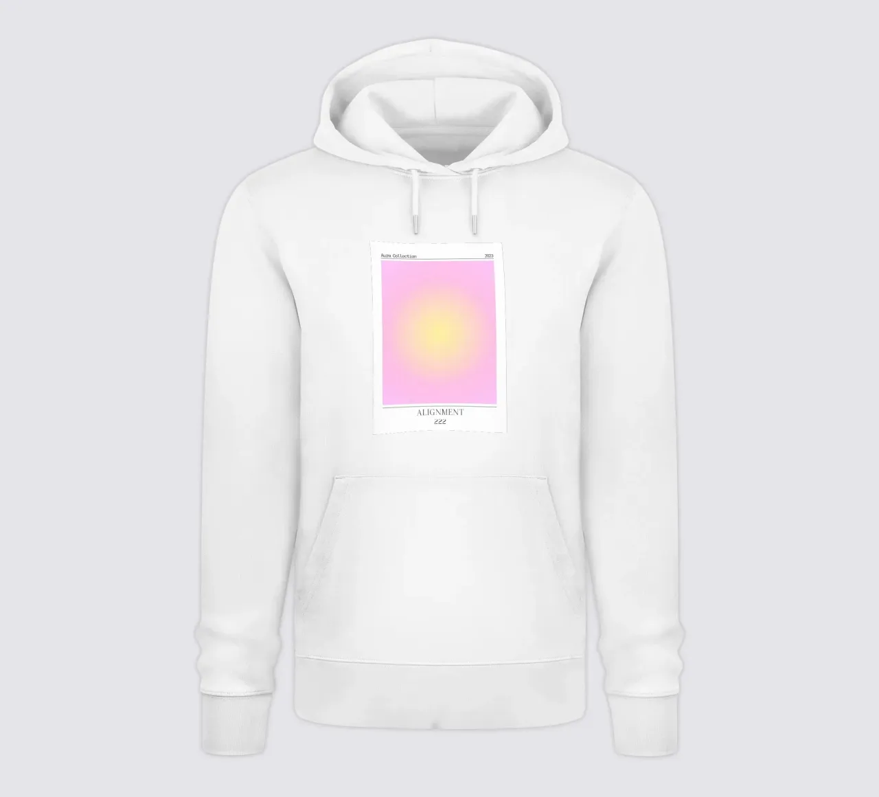 Angelo "Alignment" n. 222 Aura Rosa Giallo Gradiente 2023 felpa con cappuccio da homdeco