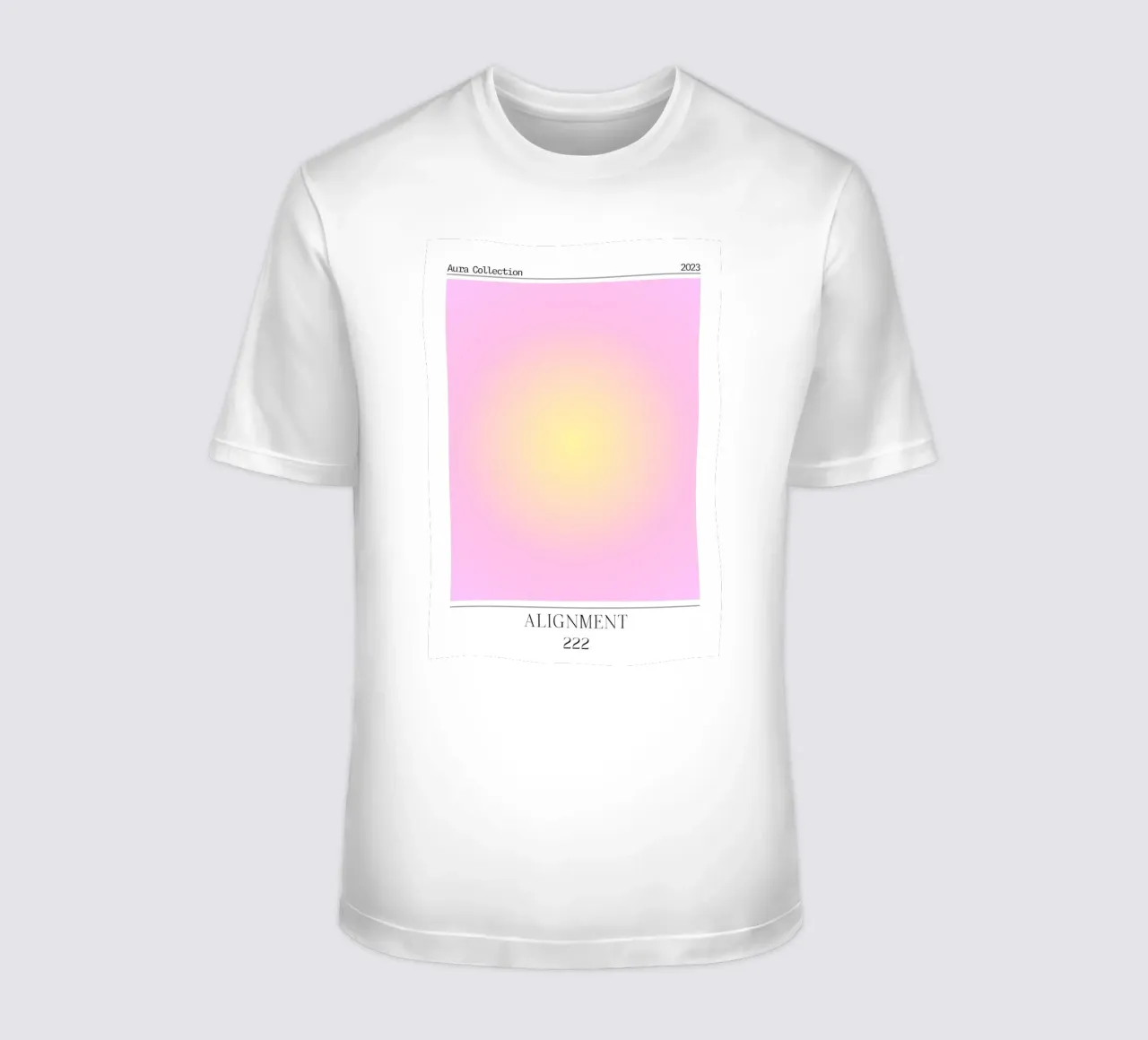 Angelo "Alignment" n. 222 Aura Rosa Giallo Gradiente 2023 t-shirt da homdeco