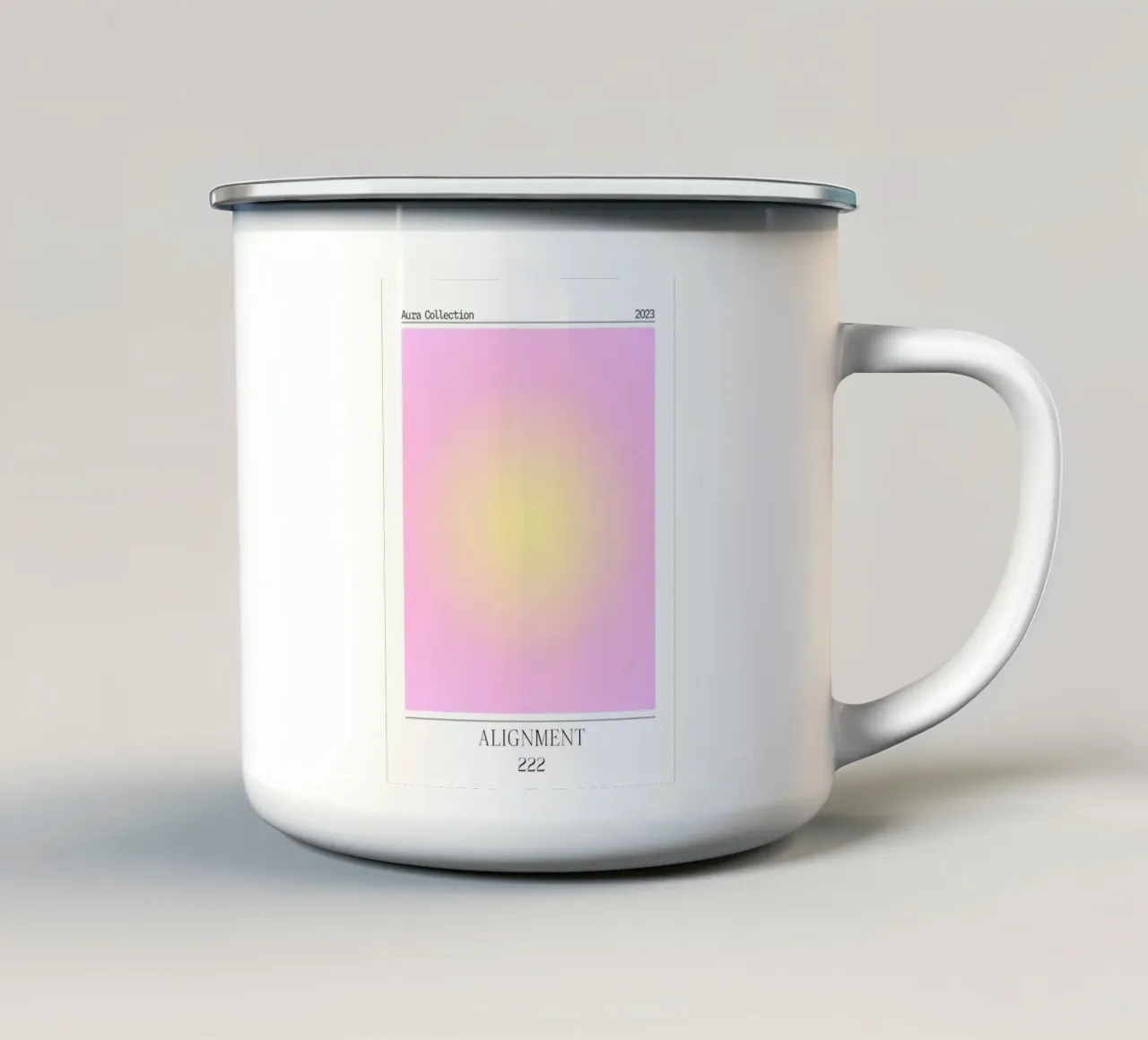 Angelo "Alignment" n. 222 Aura Rosa Giallo Gradiente 2023 tazza in smalto da homdeco