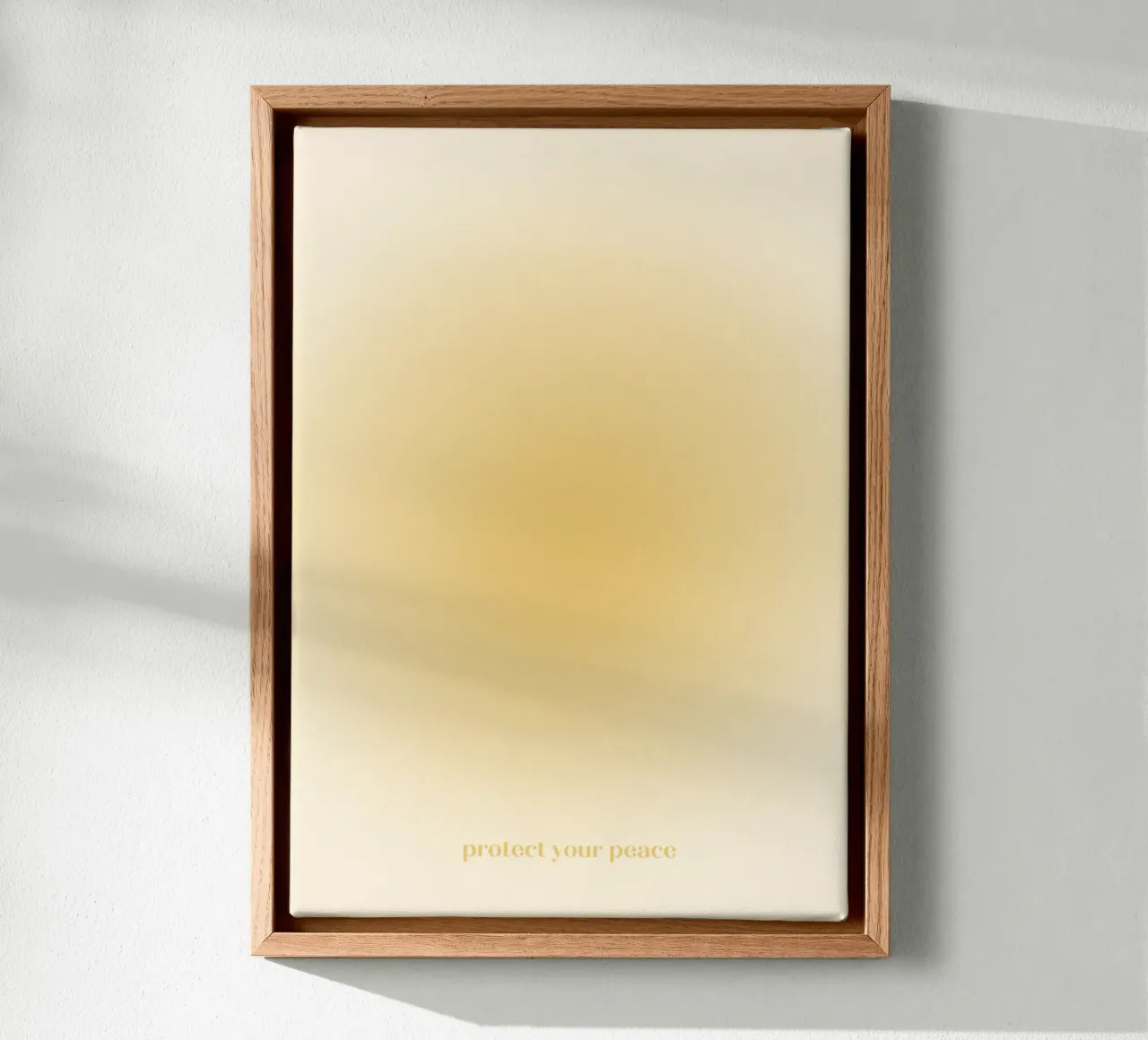 "Bescherm je vrede" Gouden Aura Kleurverloop Abstracte Kunst canvas met Baklijst van homdeco