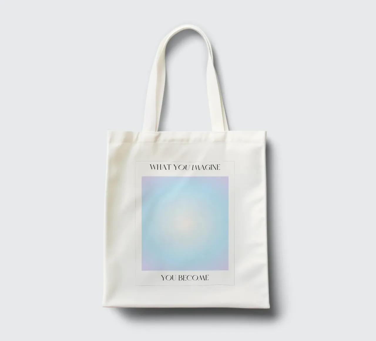 "What You Imagine" Law of Attraction Blue Aura Poster tote bag by homdeco
