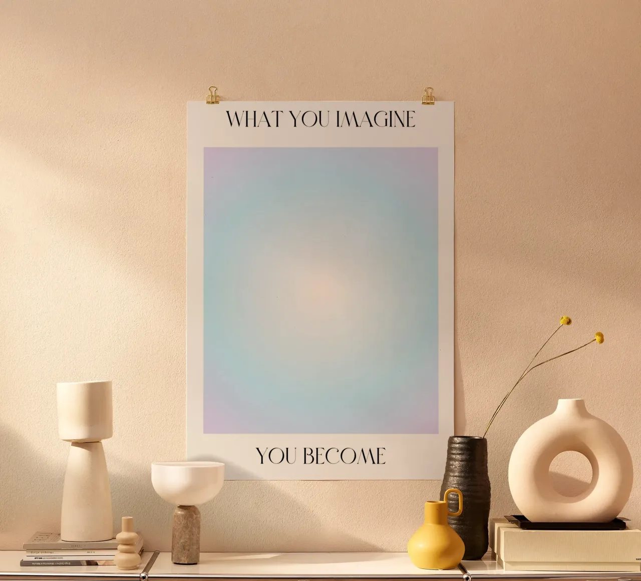 Póster Aura Azul "Lo que Imaginas" Ley de la Atracción hahnemühle de homdeco