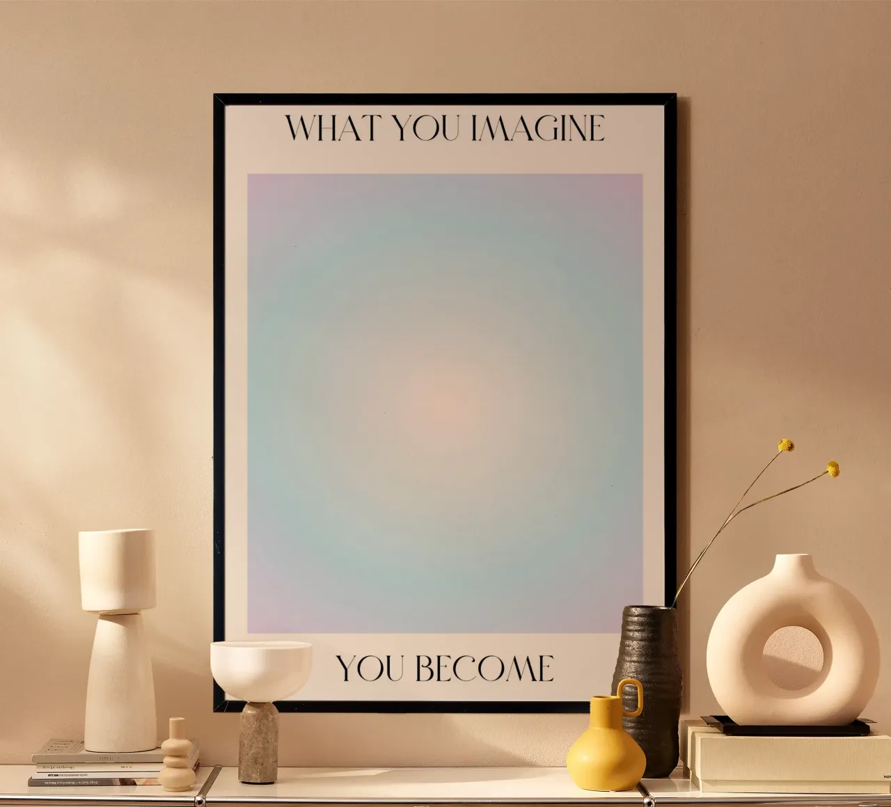 Póster Aura Azul "Lo que Imaginas" Ley de la Atracción hahnemühle de homdeco