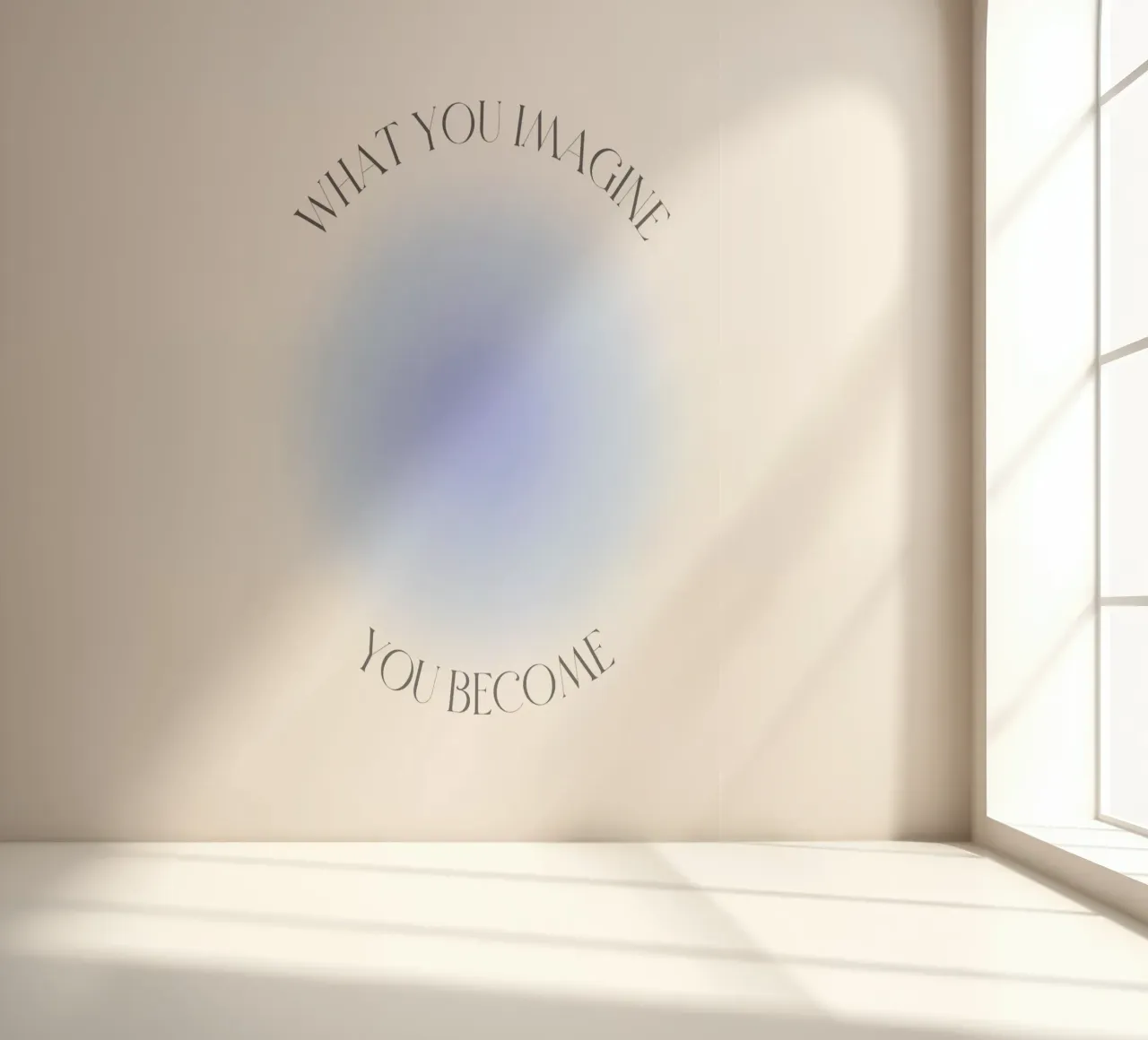 Impresión artística del aura azul "Lo que imaginas" de la Ley de la Atracción papel para pared de homdeco