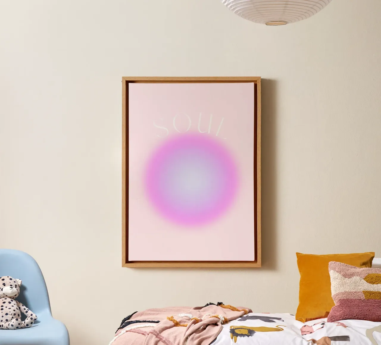 "SOUL" Roze Lavendel Aura Kleurverloop Abstracte Kunst canvas met Baklijst van homdeco