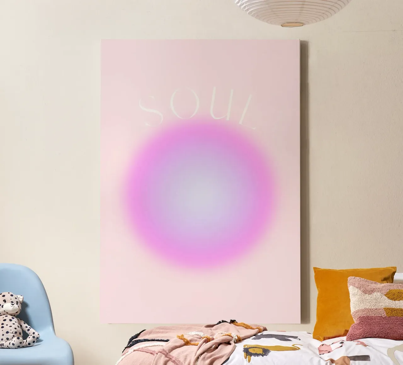 "SOUL" Roze Lavendel Aura Kleurverloop Abstracte Kunst canvas met Baklijst van homdeco