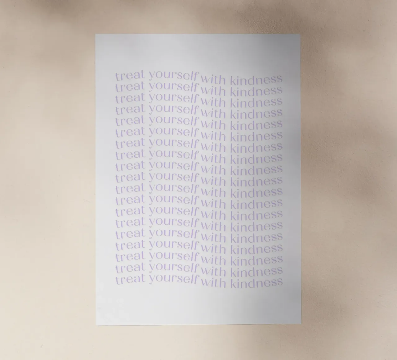 "Treat Yourself with Kindness" Lavender Repeating Print backlit film by homdeco