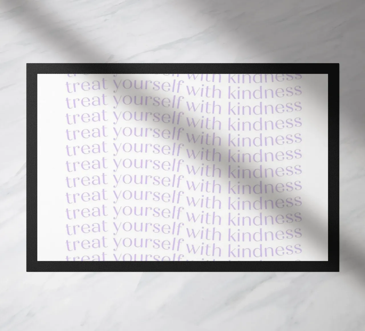 "Treat Yourself with Kindness" Lavender Repeating Print doormat by homdeco
