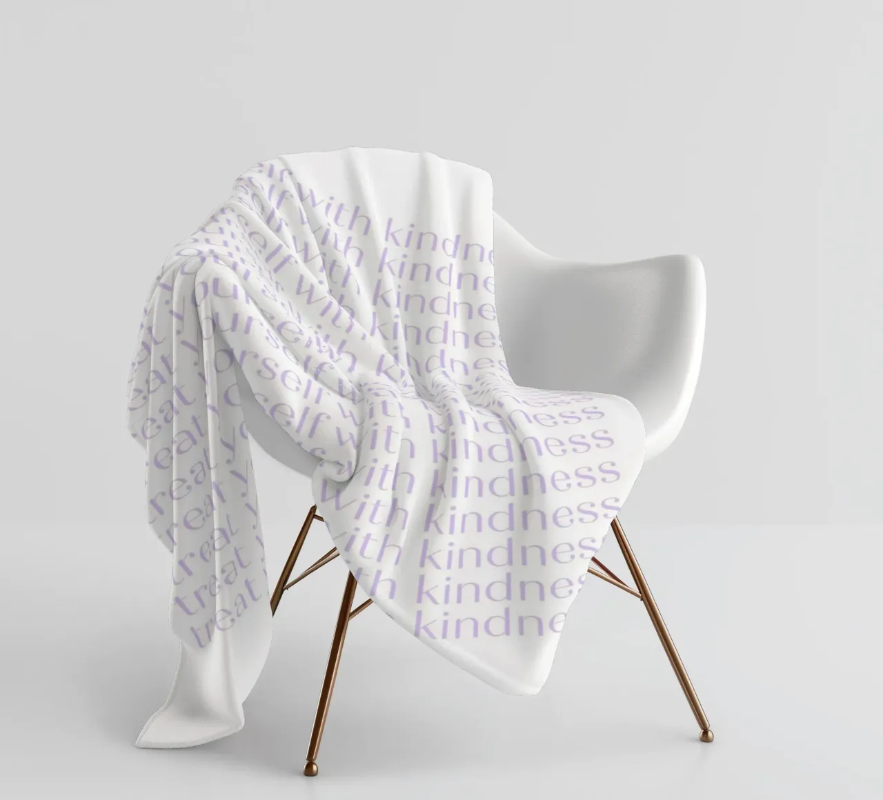 "Treat Yourself with Kindness" Lavender Repeating Print fleece blanket by homdeco