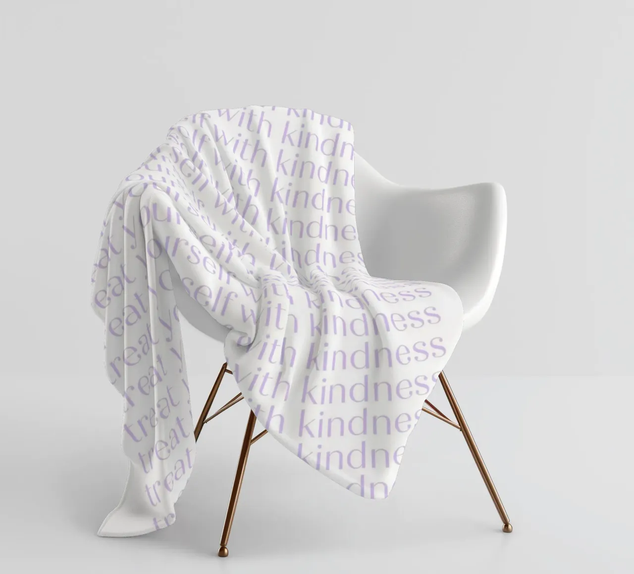 "Treat Yourself with Kindness" Lavender Repeating Print fleece blanket by homdeco
