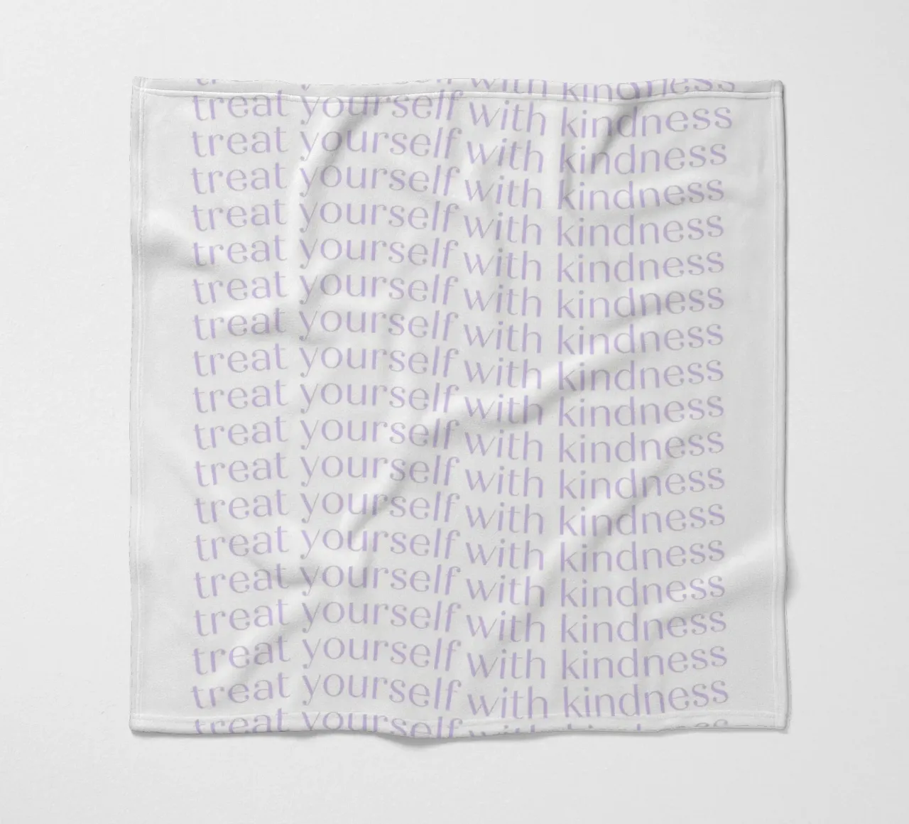 "Treat Yourself with Kindness" Lavender Repeating Print fleece blanket by homdeco