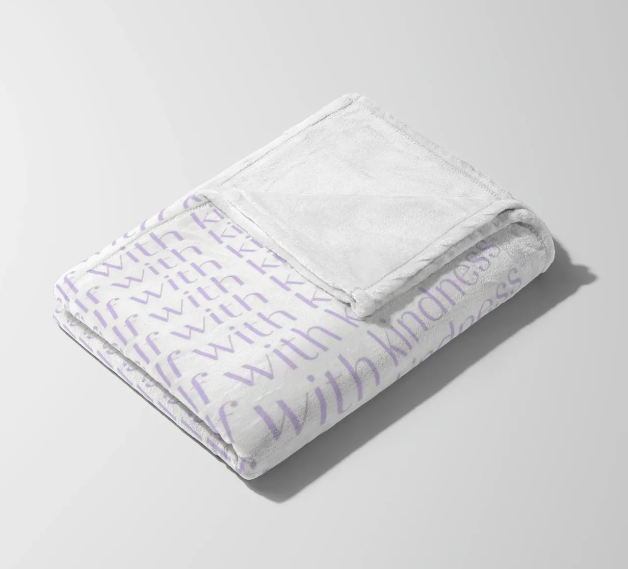 "Treat Yourself with Kindness" Lavender Repeating Print fleece blanket by homdeco