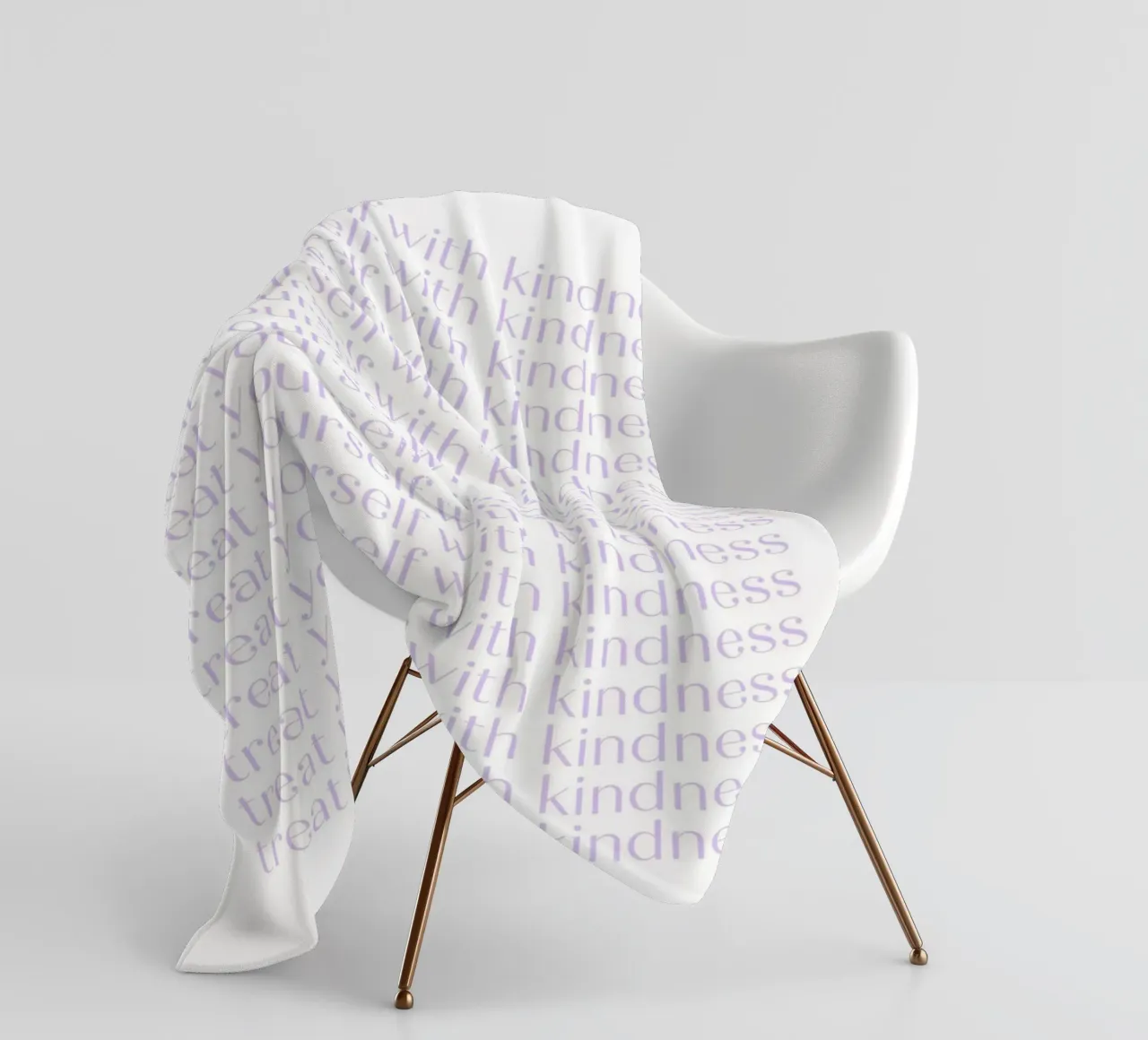 "Treat Yourself with Kindness" Lavender Repeating Print fleece blanket by homdeco