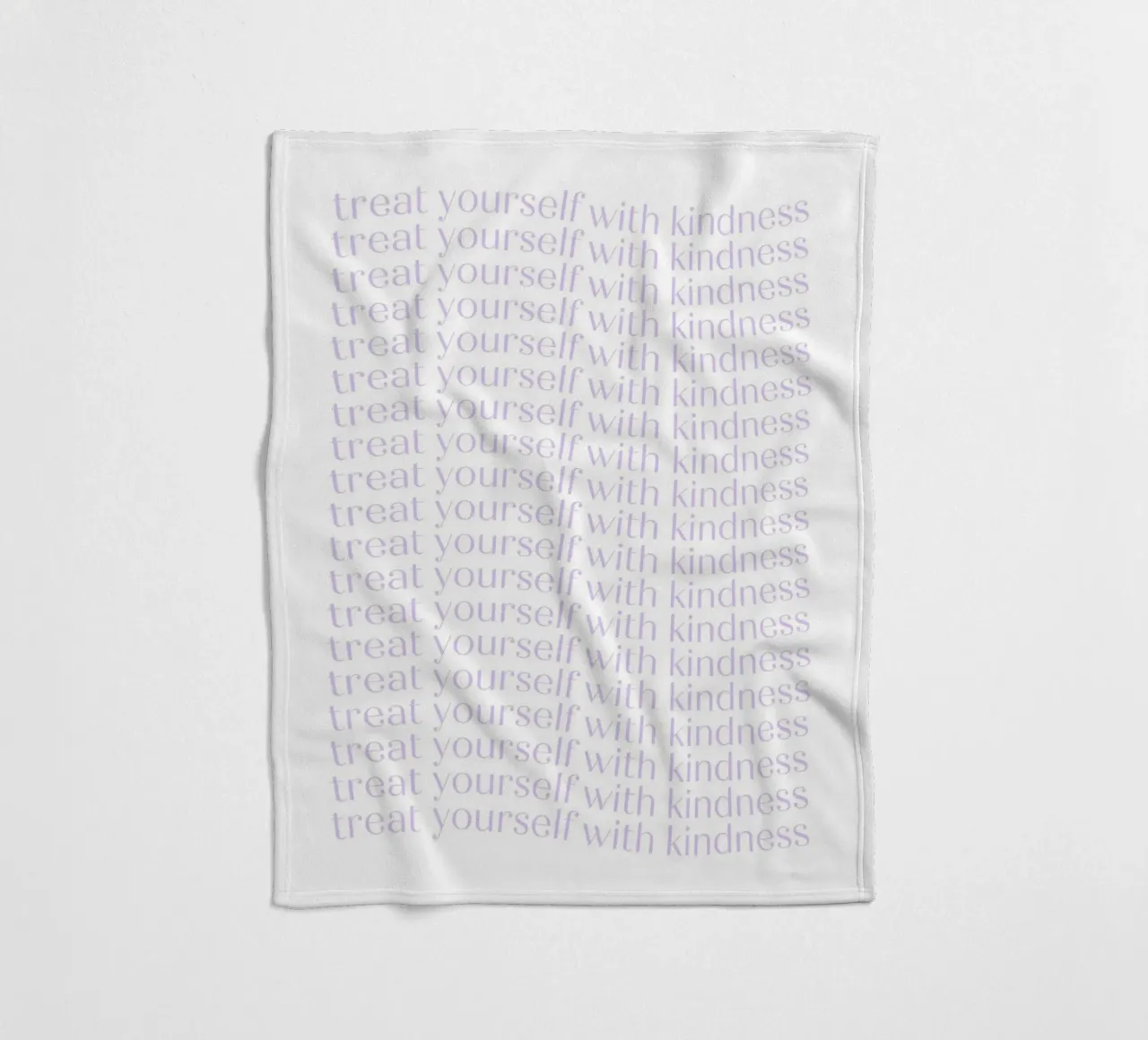 "Treat Yourself with Kindness" Lavender Repeating Print fleece blanket by homdeco