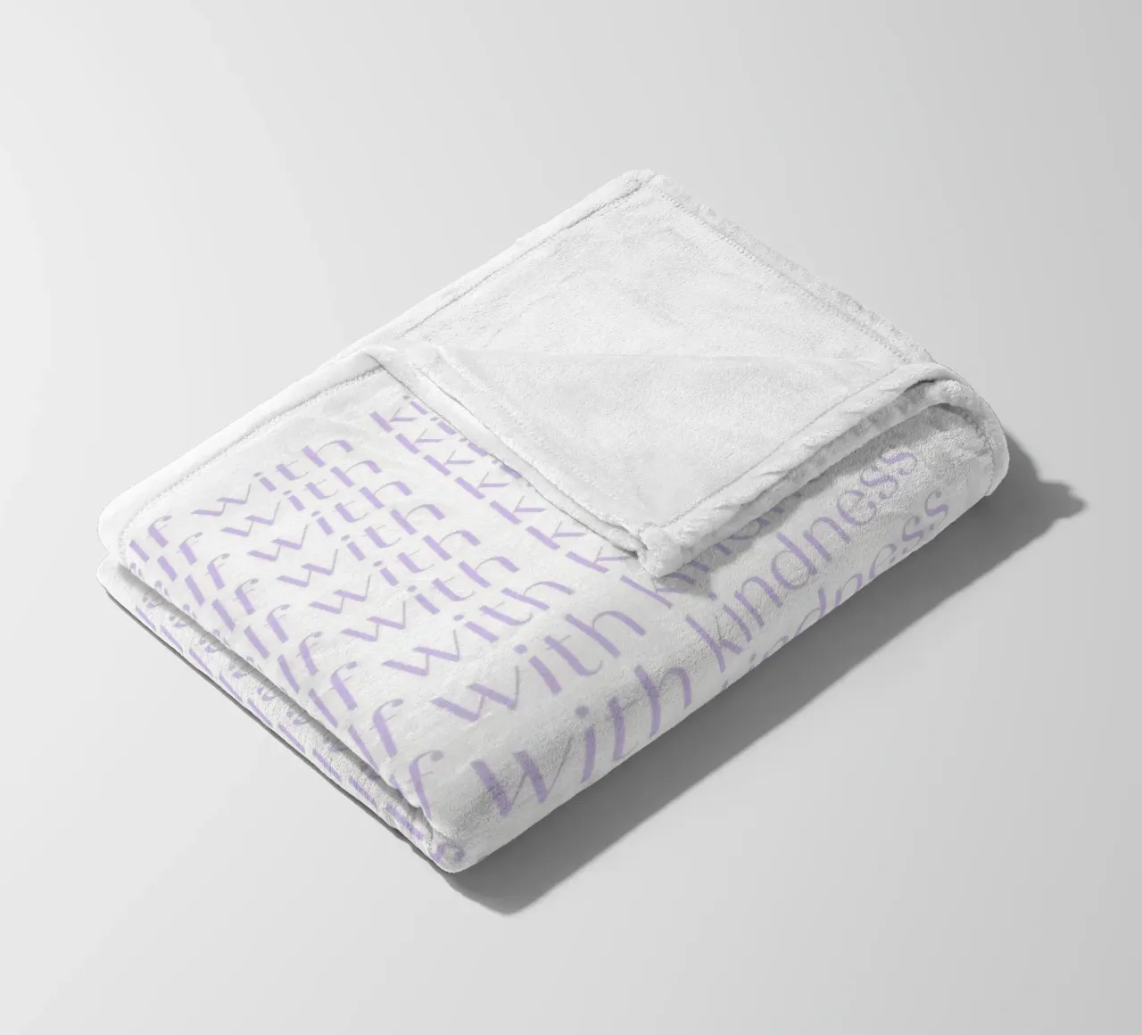 "Treat Yourself with Kindness" Lavender Repeating Print fleece blanket by homdeco