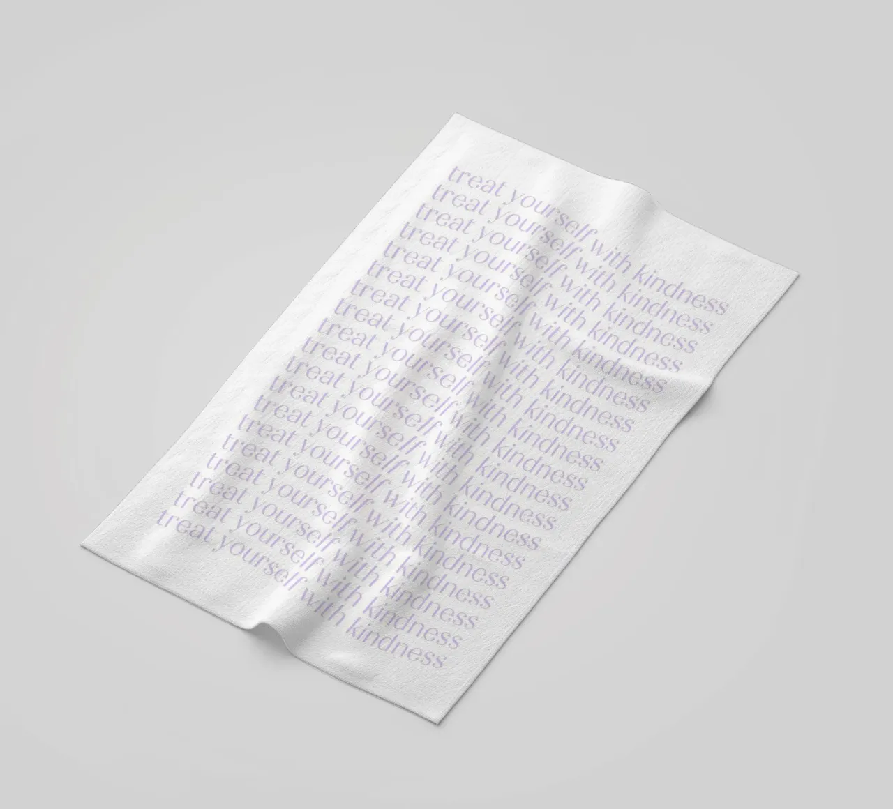 "Treat Yourself with Kindness" Lavender Repeating Print beach towel by homdeco