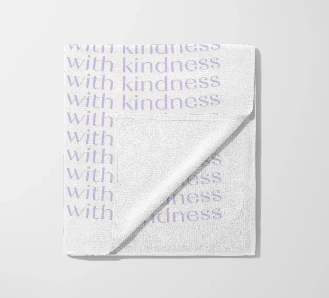 "Treat Yourself with Kindness" Lavender Repeating Print beach towel by homdeco