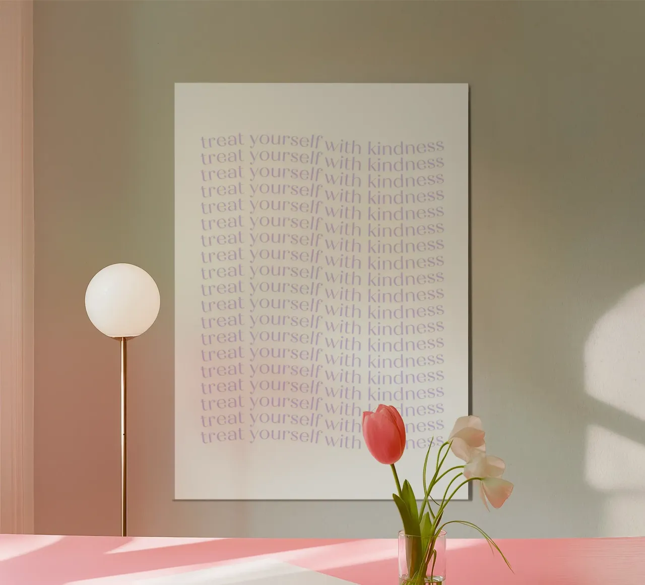 "Treat Yourself with Kindness" Lavender Repeating Print hahnemühle by homdeco
