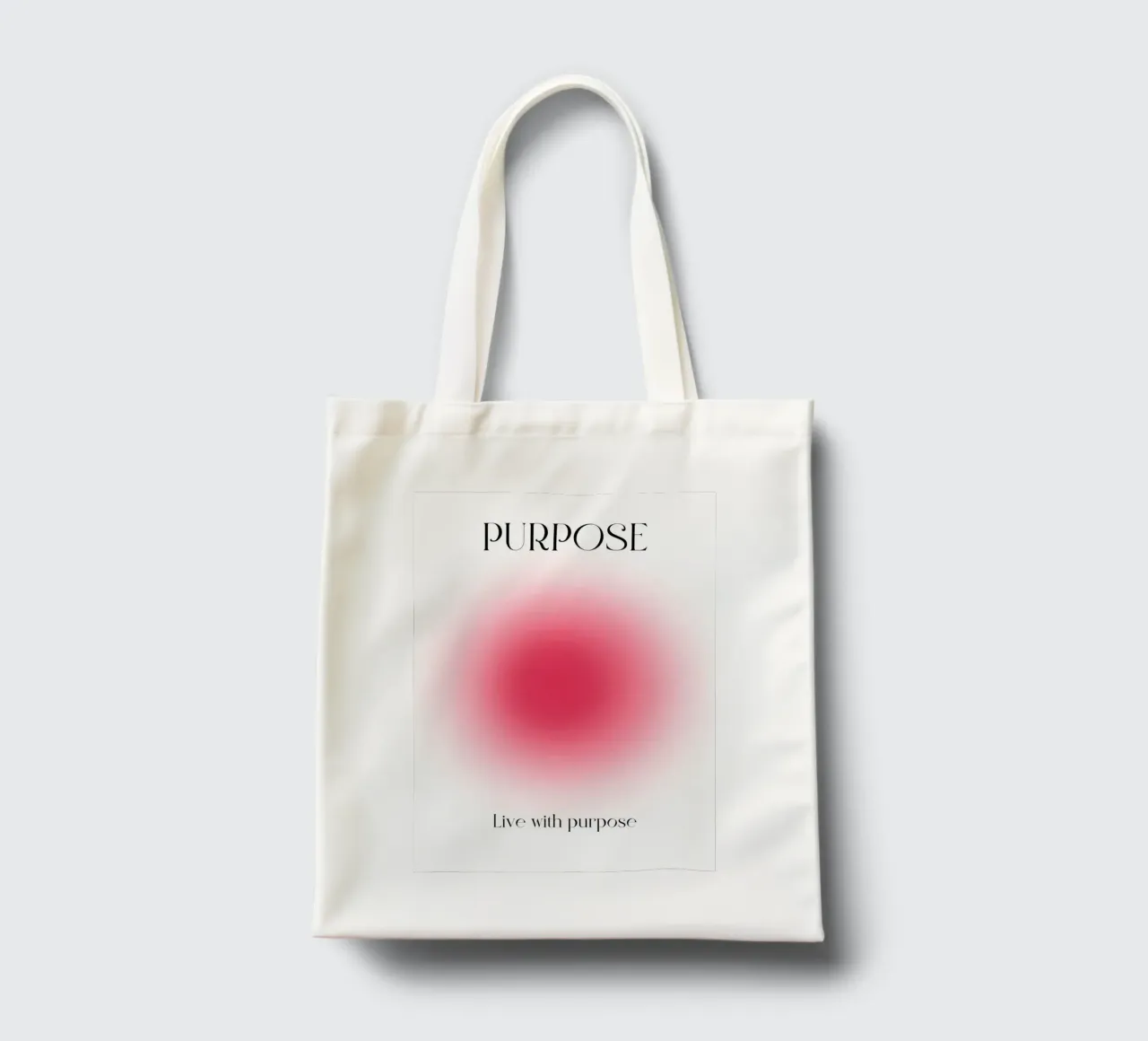 Poster artistico "PURPOSE" Live with Purpose Aura Fuchsia borsa in juta da homdeco